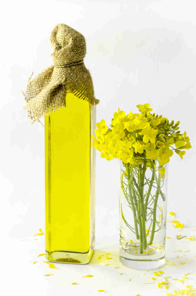 Canola oil with flowers